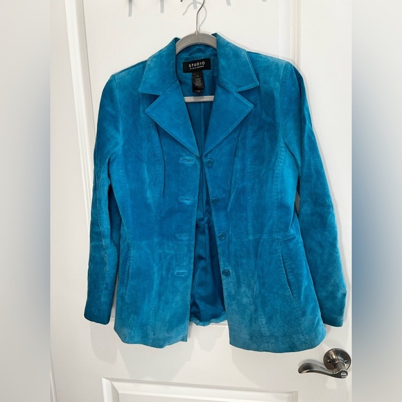 DO NOT BUY Liz Claiborne Women’s Blue Suede Jacket Size Medium - Picture 6 of 12